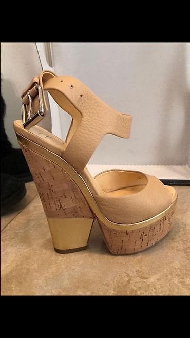 t winner: Giuseppe zanotti original Bej rəngli qadın platforma sandal - Üst — 2