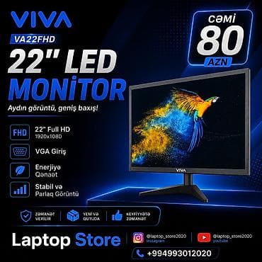 kredit notebook: 🖥️ VIVA VA22FHD — 22" LED MONİTOR 🔥 Cəmi 80 AZN! ✅ 22" Full HD ✅ — 1