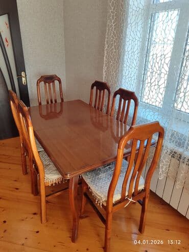 Столы: Прямоугольный стол, 6 стульев — 1