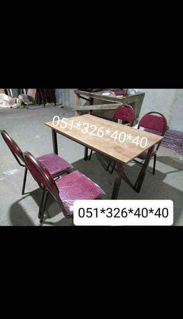 Masa və oturacaq dəstləri: Qonaq otağı üçün, Yeni, Açılan, Dördbucaq masa, 4 stul — 9