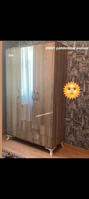 Yeni, Açılan, 3 qapılı Düz dolab, Qarderob, paltar dolabı
