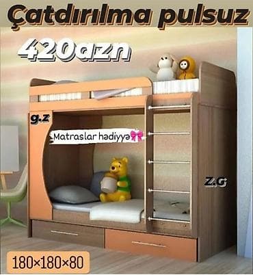 islenmis demir qapi satisi: Oğlan və qız üçün, Yeni, Çarpayı, Matras ilə, Siyirməli — 1