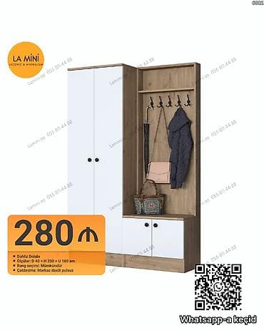 2 qapılı, Ağ, Digər material, Açılan, Düz dolab