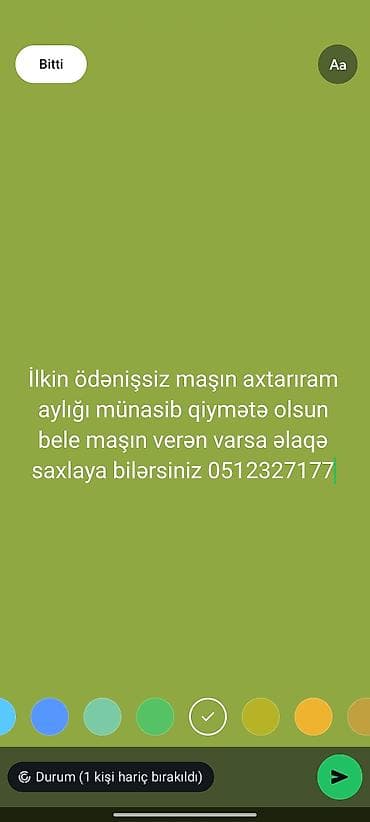 Axtarılır: İlkin ödənişsiz avtomobil icarəsi/satışı. Tələblər: - İlkin