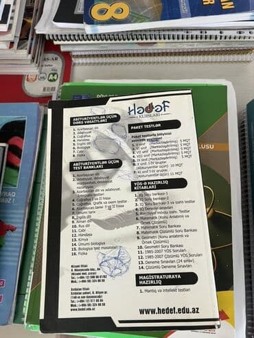 Seplər: Məhsul: Cəbr – Test Bankı (V–XI siniflər) Nəşriyyat: Hədəf Kursları / — 4