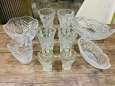 Kəsma şüşə dəst - Klassik naxışlı, qalın divarlı kəsma şüşədən ibarət