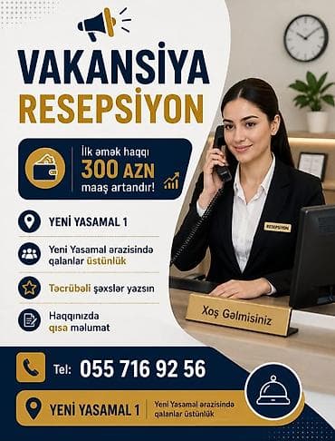 Hostes, qeydiyyatçı tələb olunur, 18-29 yaş, 1-2 illik təcrübə lalafo.az -da Hostes, qeydiyyatçı tələb olunur, 18-29 yaş, 1-2 illik təcrübə