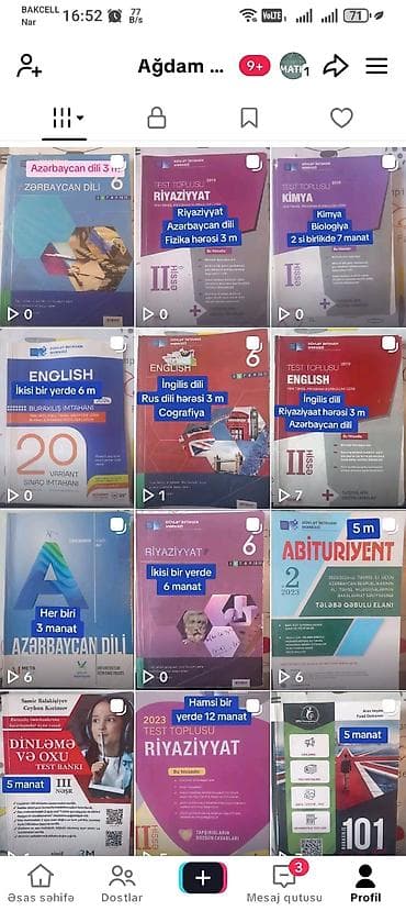 DİM test topluları və hazırlıq vəsaitləri satılır. Fənlər və başlıca