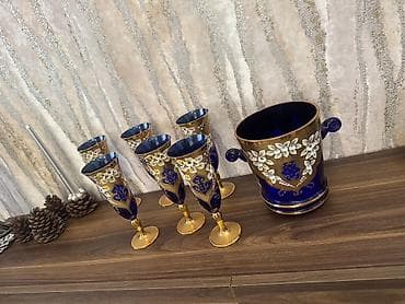 Qədəhlər, rəng - Göy, Xrustal — 5