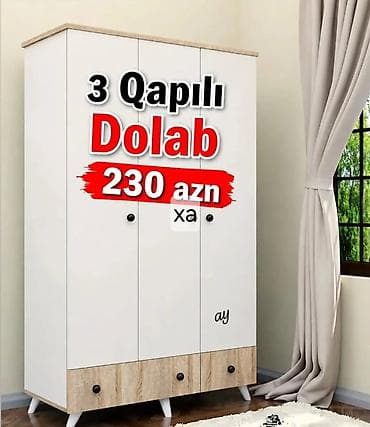 stol stul prokat: 3 qapılı paltar dolabı – 230 AZN - Minimalist dizayn: ağ korpus — 1