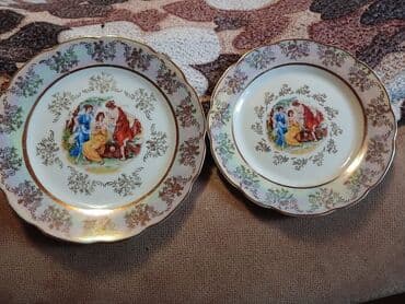 ikinci el qab qacaq: Boşqablar, rəng - Qızılı, Farfor, İtaliya — 3