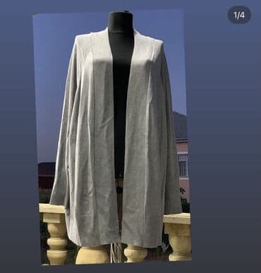 женские длинные кардиганы: Boz rəngli qadın kardiqanı - Model: uzun, önü açıq, düyməsiz. - — 1