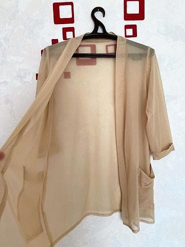 Bej rəngli, yüngül və şəffaf kimono/kardiqan - Açıq önlü, düyməsiz — 2