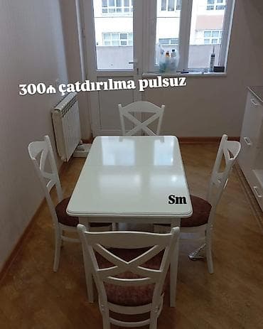 stol satilir: Mətbəx üçün, Yeni, Açılmayan, Dördbucaq masa, 4 stul — 1