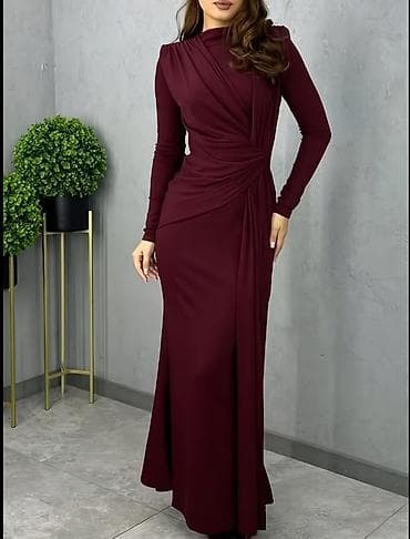 qara rəng: Bordo rəngli uzun ziyafət/libas - Model: uzun, yerdən-uzun, klassik — 1
