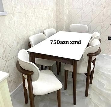 stul dəsti: Mətbəx üçün, Açılmayan, Dördbucaq masa, 6 stul — 1