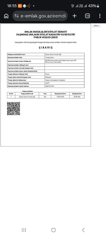 7 sot, Tikinti, Mülkiyyətçi, Kupça (Çıxarış), Texniki pasport