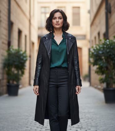 deri şalvar modelleri: Palto, 5XL, rəng - Qara — 1