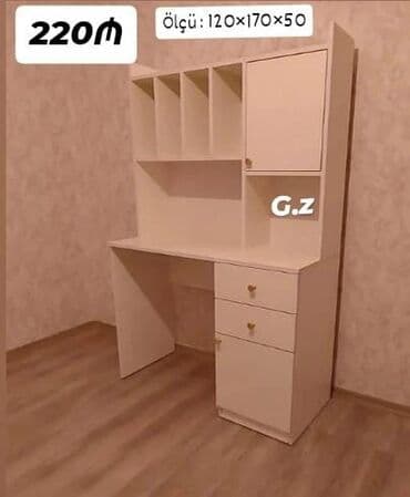 письменный стол с полками: Kompüter masası, Açılmayan, Laminat, Dördbucaq masa — 1