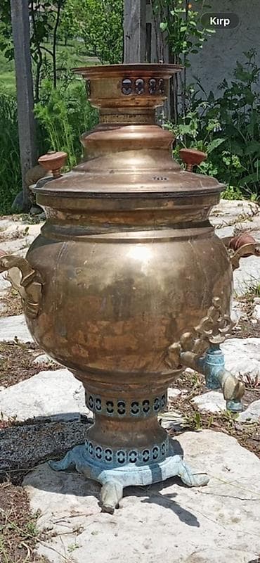antik stullar: Antik pirinç samovar - Material: bürünc/pirinç gövdə, mis detallarla — 3