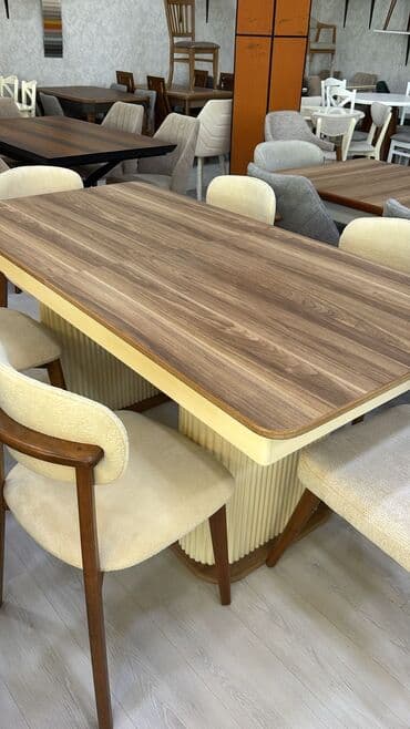 stolla: Mətbəx üçün, Açılmayan, Dördbucaq masa, 6 stul — 1