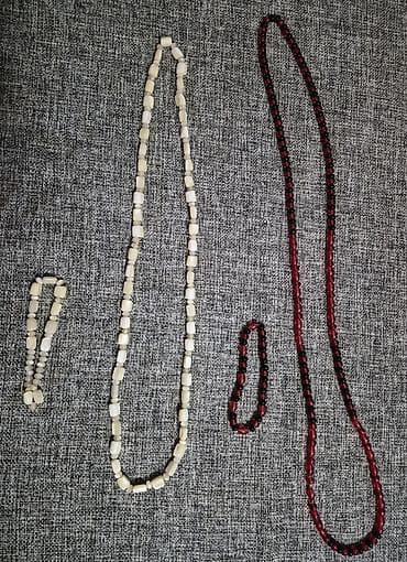 bijuteri: Müxtəlif təsbeh və boyunbağı kolleksiyası - Təbii formalı krem rəngli — 1