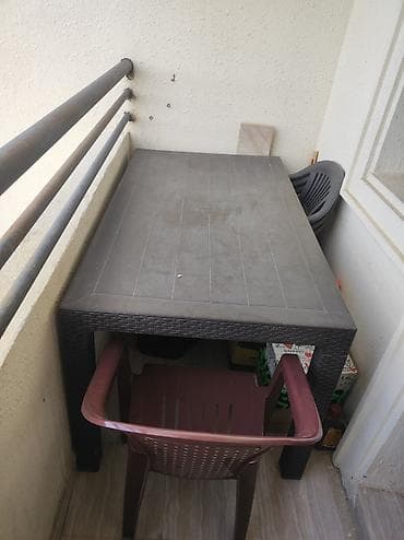 giris qapi: İşlənmiş, Dördbucaq masa, 6 stul, Açılmayan, Stullar ilə, Plastik — 2
