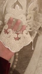 perdeler 2021: İşlənmiş, Kətan Tül, rəng - Bej, Ünvandan götürmə — 2