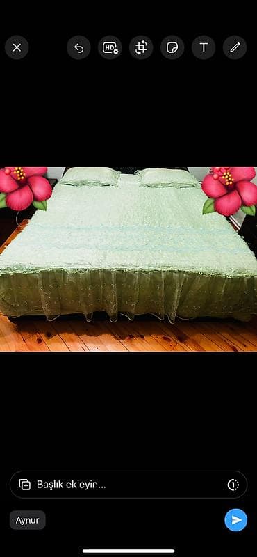 ortuklər: Yataq üçün İşlənmiş rəng - Yaşıl Yataq örtüyü, Ünvandan götürmə, Ödənişli çatdırılma, Rayonlara çatdırılma — 4