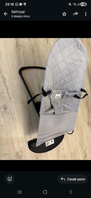 кресло качалка баку: Uşaq yelləncəyi/kreslosu – OHYO - Rəng: açıq boz, kvadrat tikişli — 2