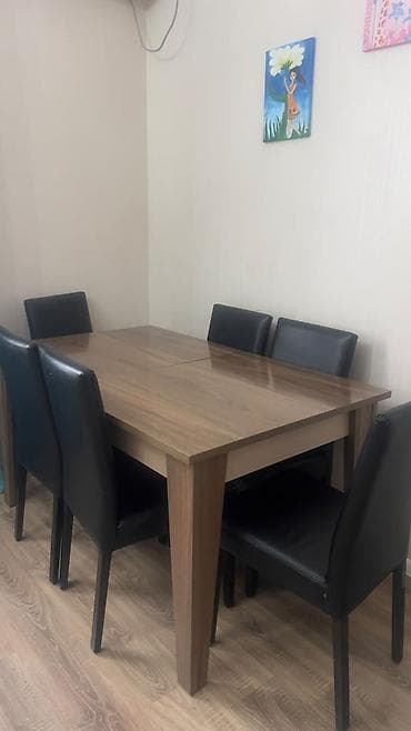 Mətbəx üçün, Açılmayan, Dördbucaq masa, 6 stul
