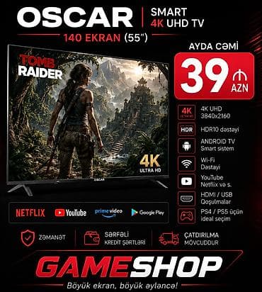 ucuz smart tv: OSCAR Smart 4K UHD TV – 140 ekran (55”) - 4K UHD (3840×2160) — 1