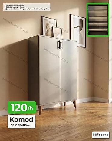 taxta komod: Komod – 33×125×80 sm - Material: 18 mm laminat - Rəng seçimi — 1