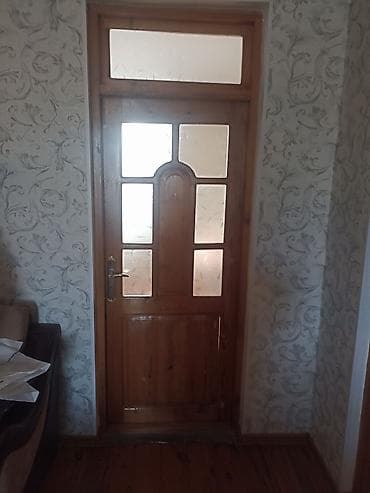 kəndir: Taxta otaq qapısı – şüşəli dizayn - Material: təbii ağac (çam — 2