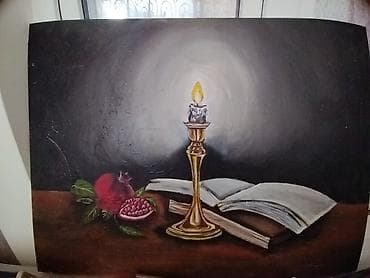samdanlar: Əl işi dekorativ tablo təqdim olunur. Rəsmdə klassik natürmort — 1