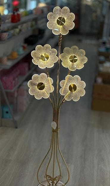 Вазы: Qızılı çiçək dizaynlı döşəmə lampası - Tip: Döşəmə lampası - Dizayn — 5