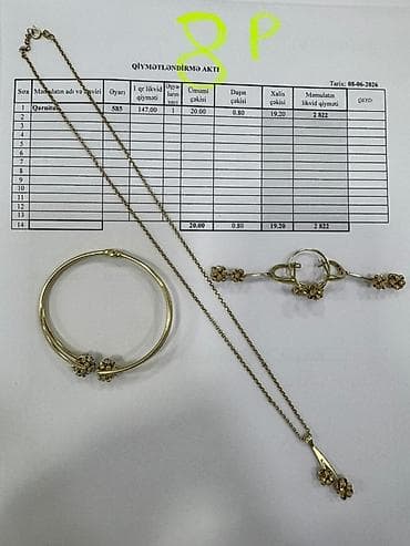 qiz ucun papaqlar: Sarı qızıl, 585 Əyar, 20 g — 1