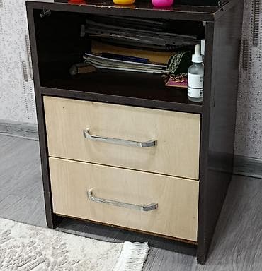 белый рабочий стол: İki çəkməcəli kompakt tumbə - Material: laminat/MDFlam. Korpus tünd — 1