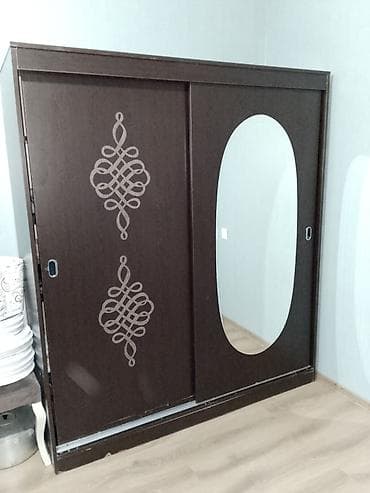 dolab 2ci əl: 2 qapılı, Güzgülü, Qəhvəyi, Taxta, Kupe, Düz dolab — 3