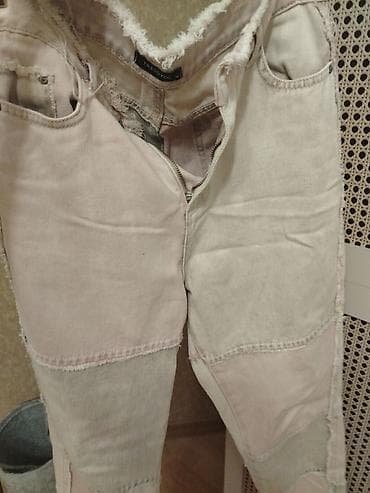 jeans salvar: Brend: Trendyol Məhsul: Qadın patchwork cins şalvar - Rənglər: solğun — 2