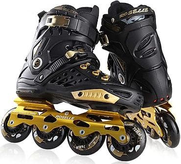 Profesional inline rolliklər – Roselle - Dizayn: Qara və qızılı