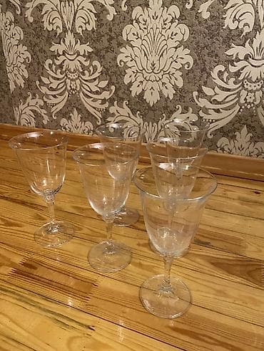 gul qablari: Qədəhlər, rəng - Ağ, Şüşə, 6 ədədli dəst — 1