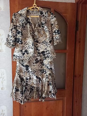boler: Qadın geyim dəsti – 3 parça - Naxış: leopard/heyvani print, bej-qara — 1