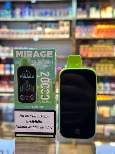 Məhsulun adı:Mirage Tüstü sayı:20 000 Məhsul haqqında:e-maye və
