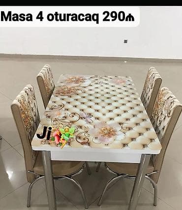 ucuz drel: Mətbəx üçün, Yeni, Dördbucaq masa, 4 stul — 1