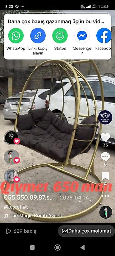 zontikler: Oturacaq-yelləncək, Zontiksiz, Metal — 1