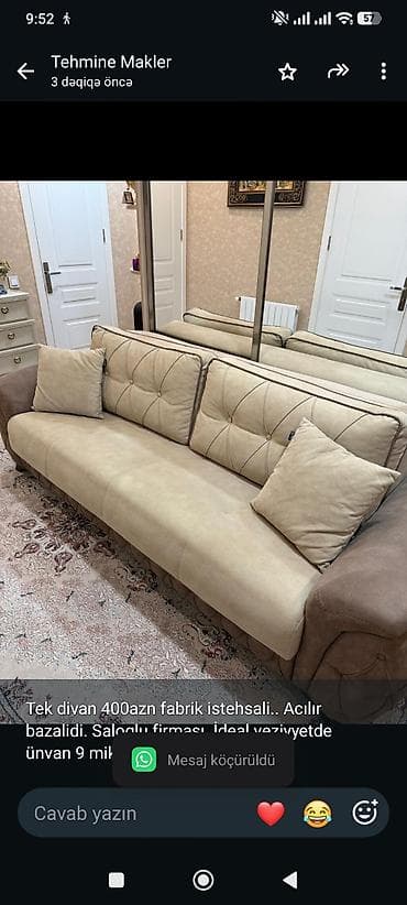 Tek divan 400azn fabrik istehsali. Acılır bazalidi. Saloglu firması — 1