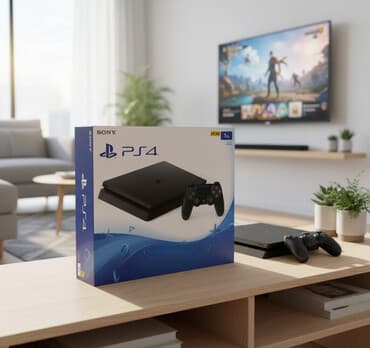 airpods 4: Sony PlayStation 4 (PS4) – Slim versiya, Jet Black - Yaddaş: 1 TB — 1