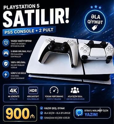 ps5 qiymət: PlayStation 5 – PS5 konsol + 2 ədəd DualSense pult Xüsusiyyətlər: - — 1