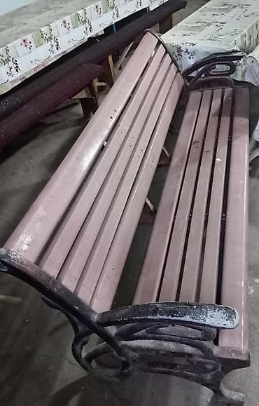 taxta skameykalar: Metal karkaslı park skamyaları - Material: Döküm/metal yan dayaqlar — 1